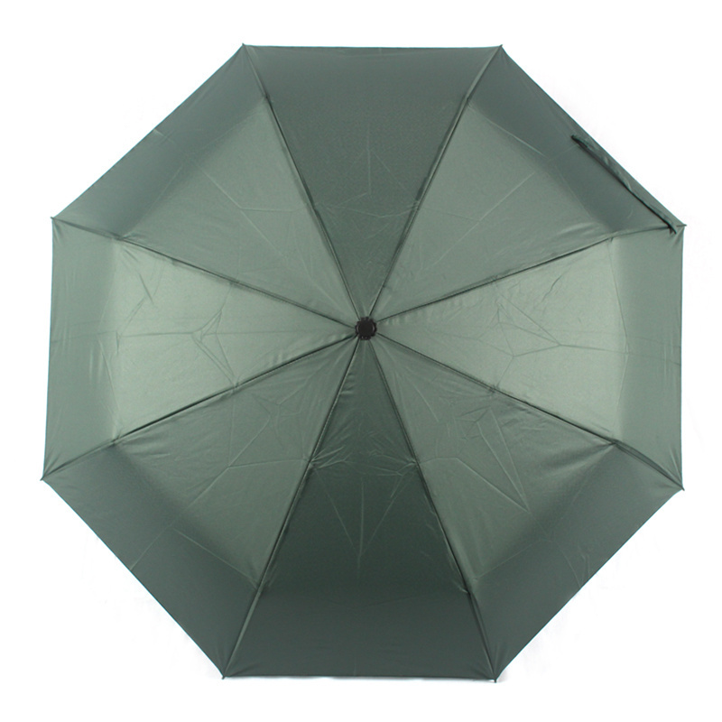 Automatic three fold travel umbrella dark green