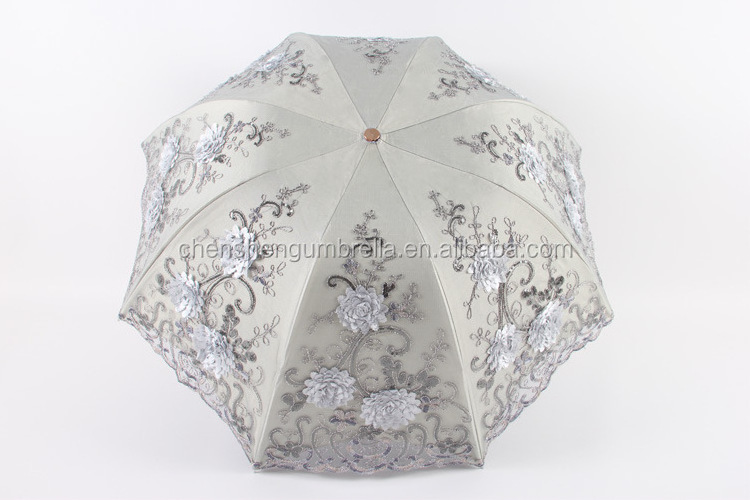 lace parasol compact umbrella anti uv resistant sunny umbrella