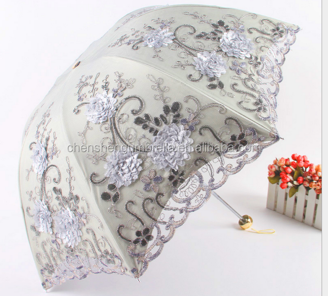 lace parasol compact umbrella anti uv resistant sunny umbrella