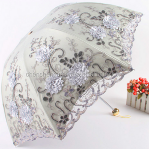 lace parasol compact umbrella anti uv resistant sunny umbrella