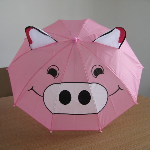 Cute frog design straight cartoon character custom print 3D animal kids umbrella with ears