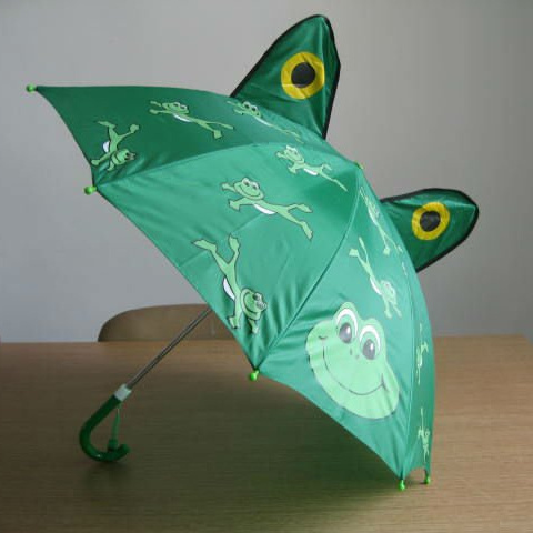 Cute frog design straight cartoon character custom print 3D animal kids umbrella with ears