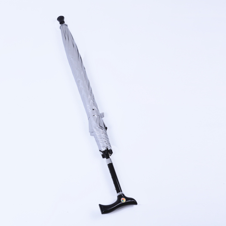 sun and rain protection walking stick umbrella with silver coated