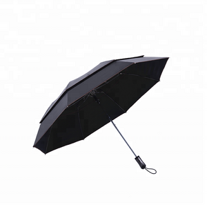 High safety new outdoor 2 fold oem printing semi automatic windproof double layer umbrella