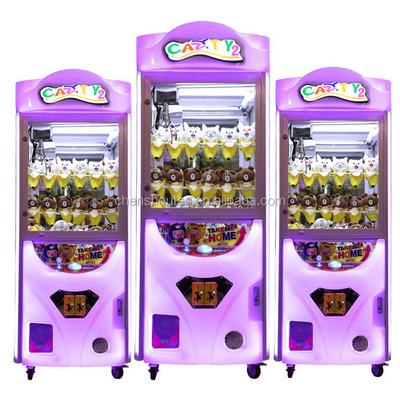 Mini Key Master Prize Gift Coin Operated Game Machine Doll Push Transparent Crane Claw Machine