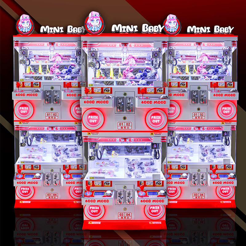 Cheap Arcade Prize Stacker Vending Game Plush Doll Four Play Mini Doll Children's Doll Boutique Key Chain Coin Game Machine