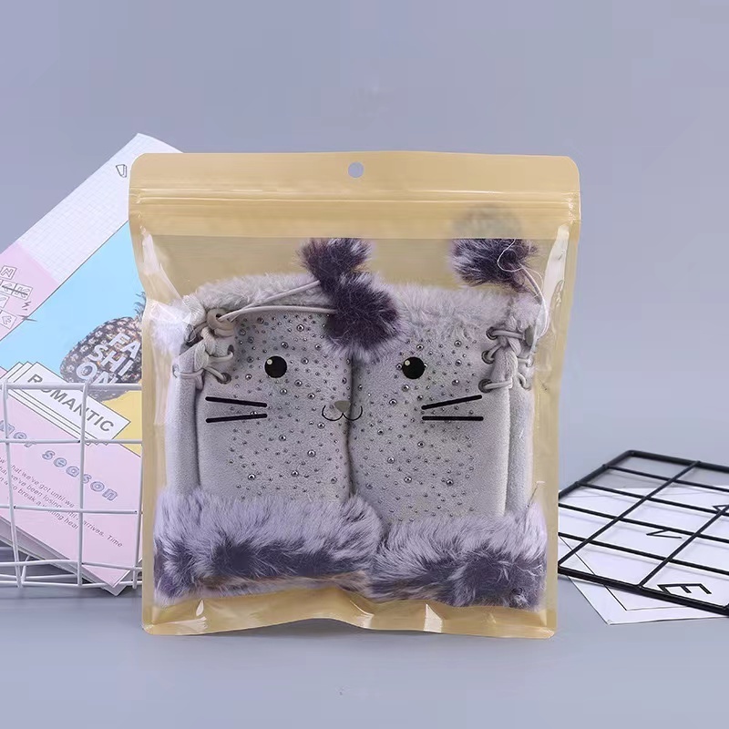 Children's clothing zip lock bags cute kitten printing plastic bags for packaging