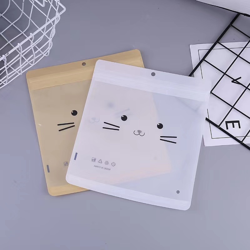 Children's clothing zip lock bags cute kitten printing plastic bags for packaging