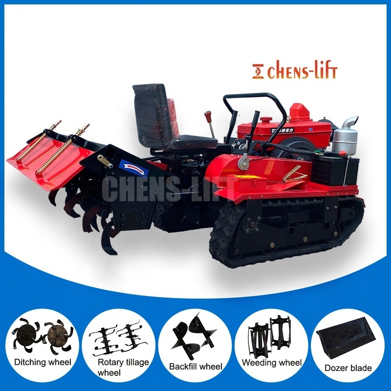 35hp ride on electric battery  farm tiller tractor mini crawler tractor rotary tiller 25hp