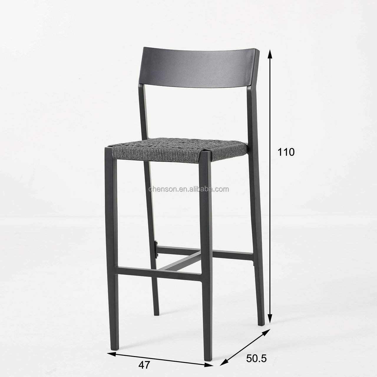 Rope Weaving Heavy Duty Outdoor Aluminum Bar Chair Bar Stool Garden High Chair Used in Restaurant