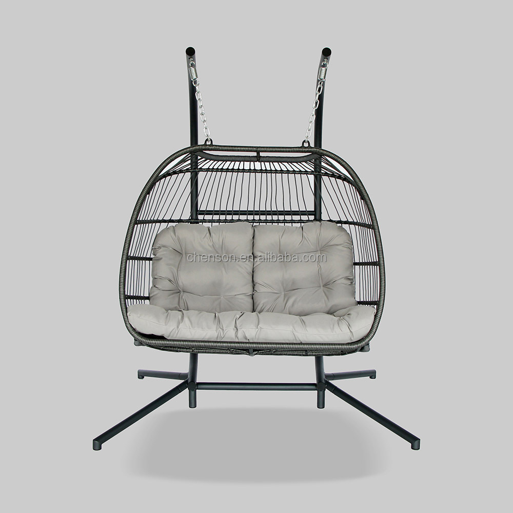 Steel Frame Heavy Duty Hanging Rattan Swing Chair Folding Rattan Swing Packed in One Carton Hanging Chair