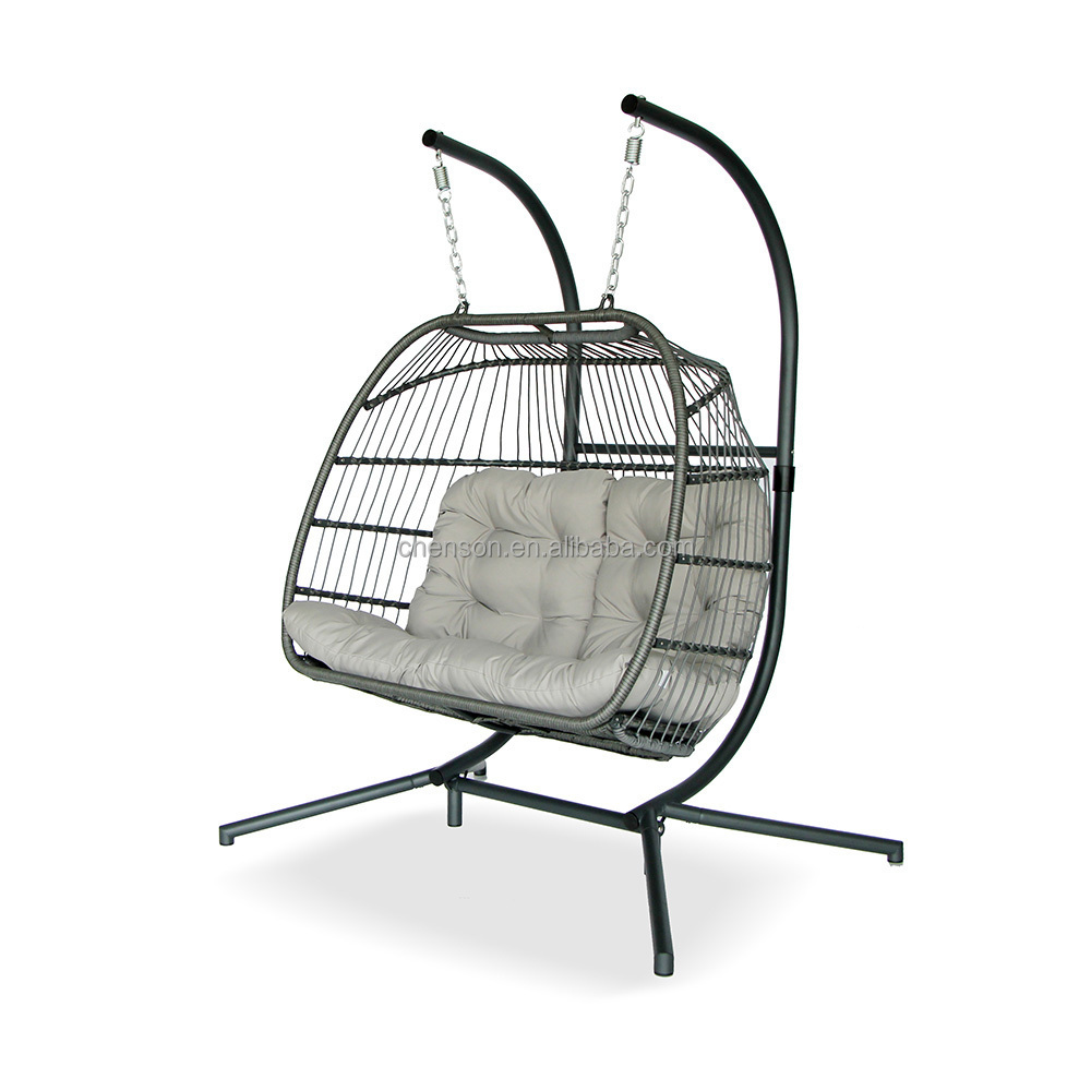 Steel Frame Heavy Duty Hanging Rattan Swing Chair Folding Rattan Swing Packed in One Carton Hanging Chair