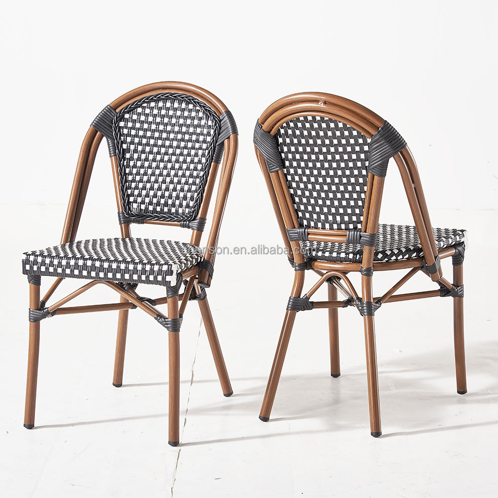 Restaurant Pairs Garden Furniture Outdoor Wicker Bistro Chair For Dining