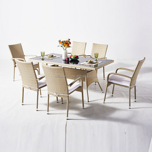 PE Rattan Dining Chair and Long Table for Outdoor Living