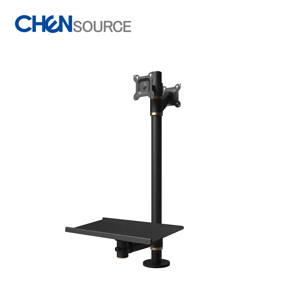 Custom Supermarket Retail POS mounting pole stand with keyboard tray, RPS-A003