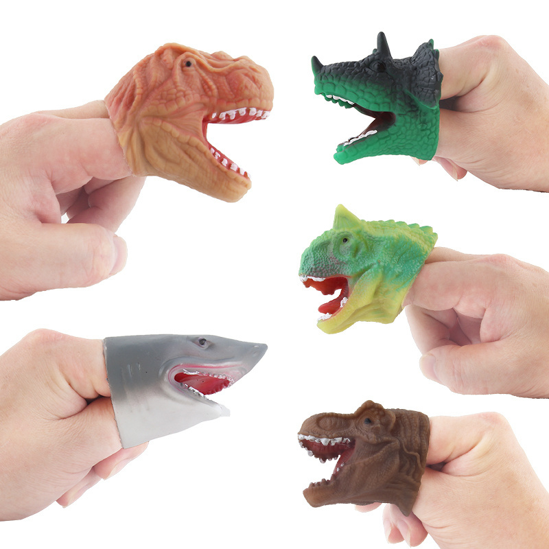 Animal Finger Toys PVC Hand Puppet Animal Model Mini Figure Educational Toy Novelty Soft Rubber Dinosaur Finger Puppets