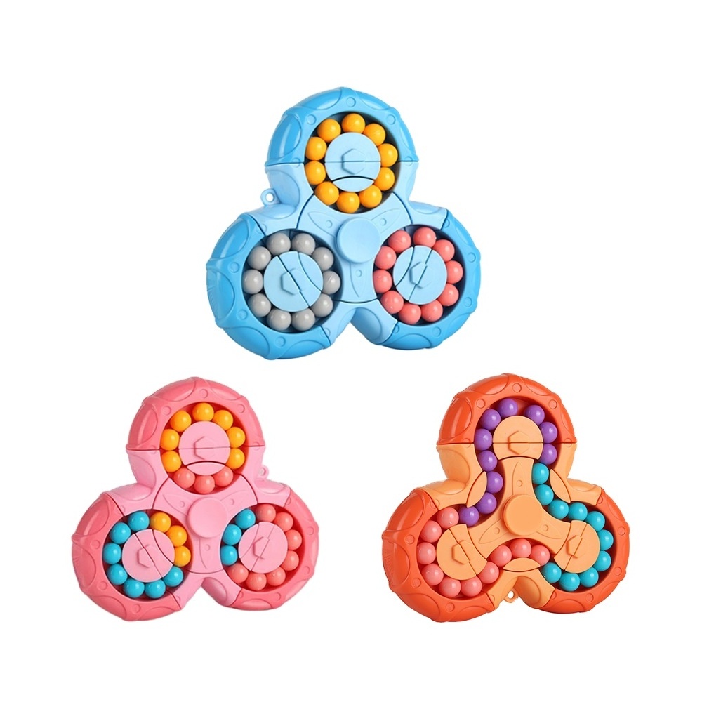 Kids and Adults Triangle Fingertip Gyro Decompression Spinner Toys Six Side Rotating Magic Bean Cube Antistress Fidget Toy