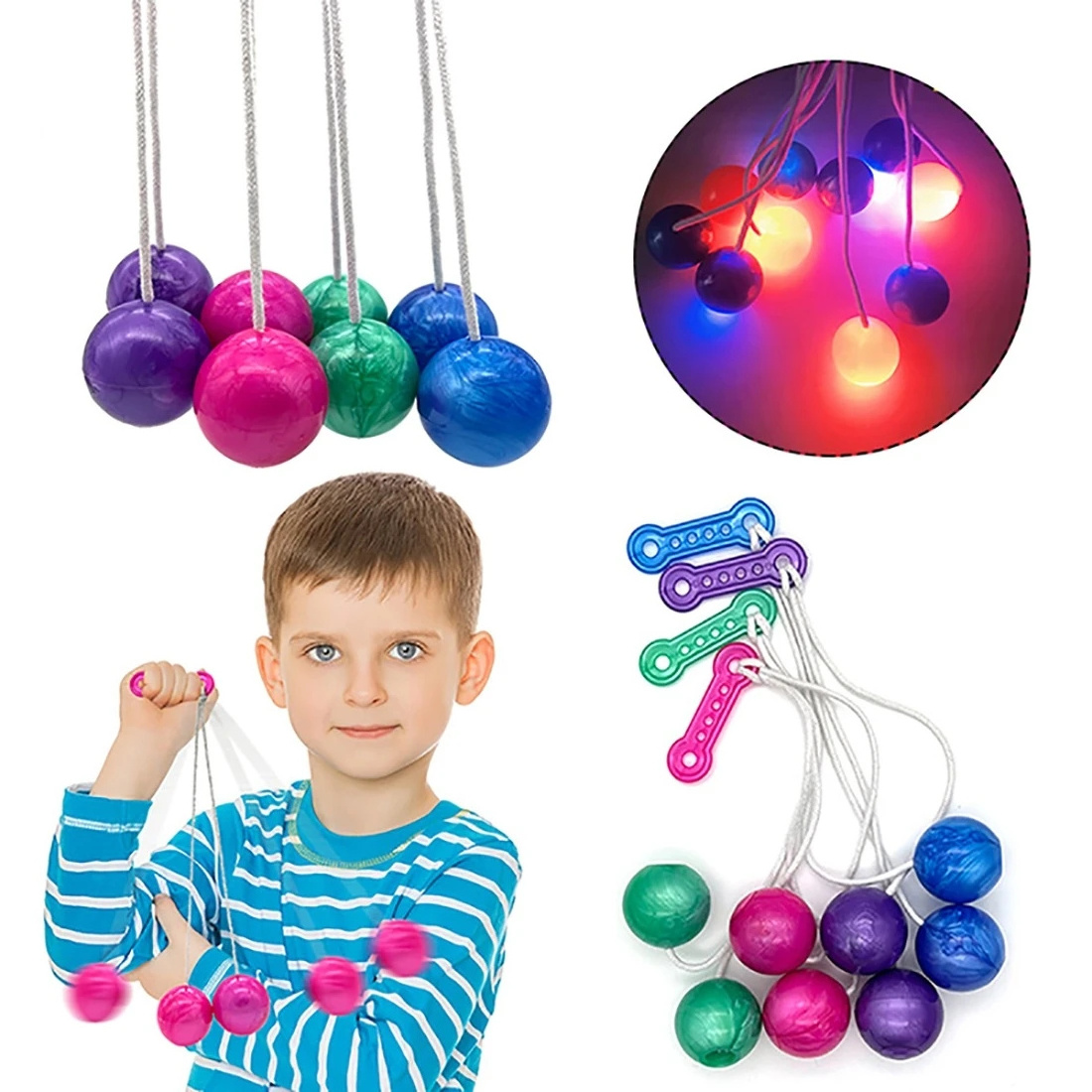 Plastic Fidget Decompression Hand Swing 4cm Pro-Clacker Ball Lights Noise Makers Click Clack Balls Lato-Lato Toy For Kids