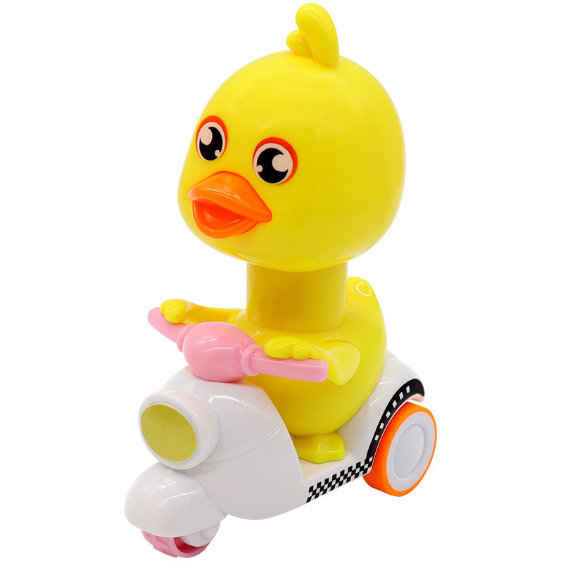 New Baby Cartoon Cute Mini Press-type Small Yellow Duck Inertia Motoy Car Motorcycle Children Toys Without Battery