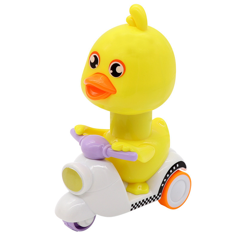 New Baby Cartoon Cute Mini Press-type Small Yellow Duck Inertia Motoy Car Motorcycle Children Toys Without Battery