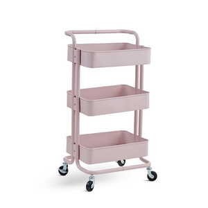 Multi Purpose 3 Tier Metal Organisation Holder Utility Trolley 3 Shelf Utility Storage Rack Cart for Kitchen Office Bathroom