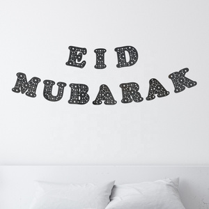 New Arrival Islamic Eid Mubarak Banner Ramadan Kareem Window Mirror Wall Stickers For Home Living Room Window Stickers Wallpaper