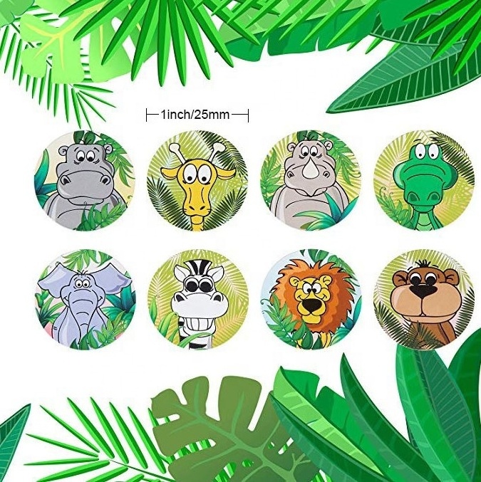 500PCS Jungle Animals Stickers For DIY Birthday Party Decorations Zoo Animal Labels Game Prizes Wall Decals Creative Arts Crafts