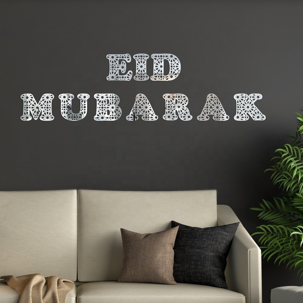 New Arrival Islamic Eid Mubarak Banner Ramadan Kareem Window Mirror Wall Stickers For Home Living Room Window Stickers Wallpaper