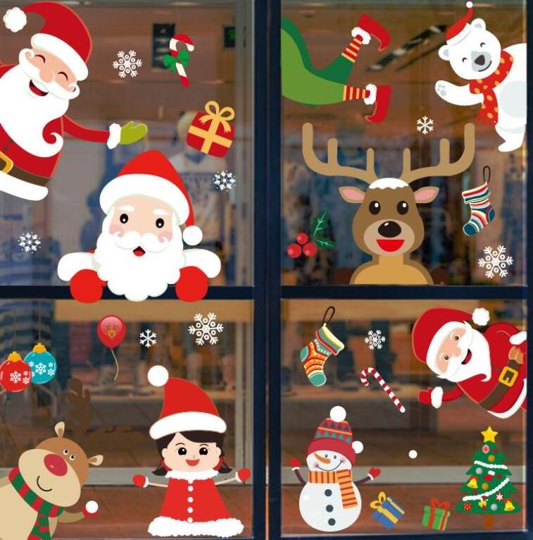 New Wholesale Merry Christmas Wall Sticker Christmas Decoration Mirror Sticker Christmas Tree Window Door Background