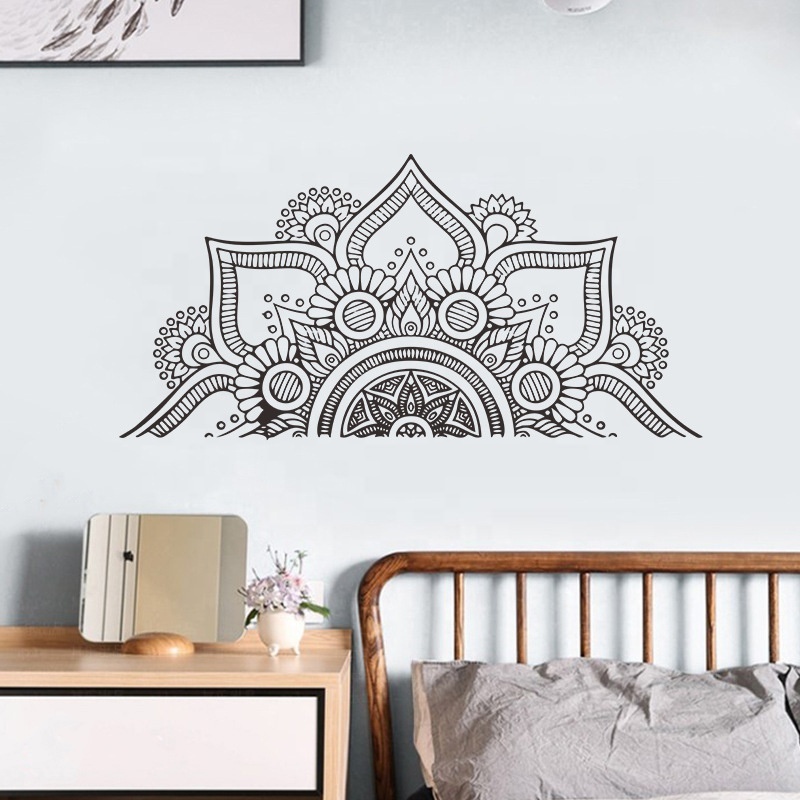 Half Mandala Sacred Geometry Yoga Wall Sticker Vinyl Home Decor Living Room Bedroom Sofa Headboard Decals Removable Mural