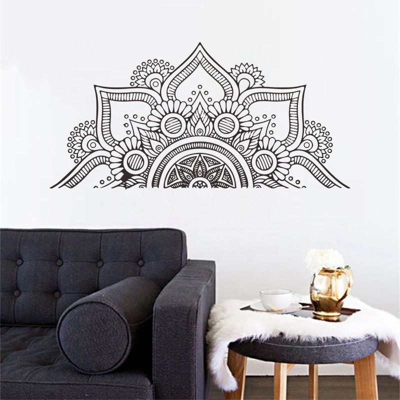 Half Mandala Sacred Geometry Yoga Wall Sticker Vinyl Home Decor Living Room Bedroom Sofa Headboard Decals Removable Mural