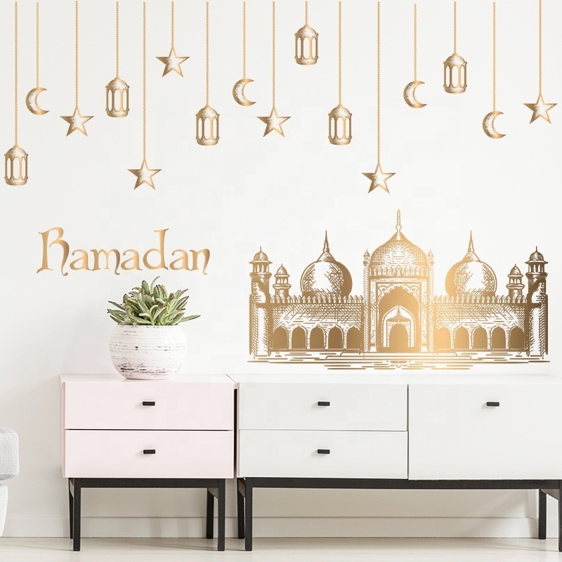 2023 Ramadan Decoration Ramadan Lamp Ornament Star Castle Bedroom Wall Beautification Decoration Muslim Wall Sticker