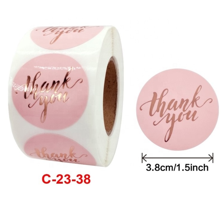 Pink Circular Self Adhesive Kraft Seal Sticker Thank You Sealing Sticker For Baking Gift Label Stickers Funny DIY Work