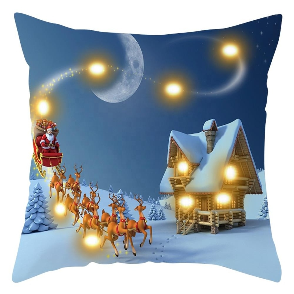 Decorative Christmas Cushion Cover Red Home Decor Sofa Pillow Case Cover Seat Car Throw Pillowcase Christmas Decoration For Home