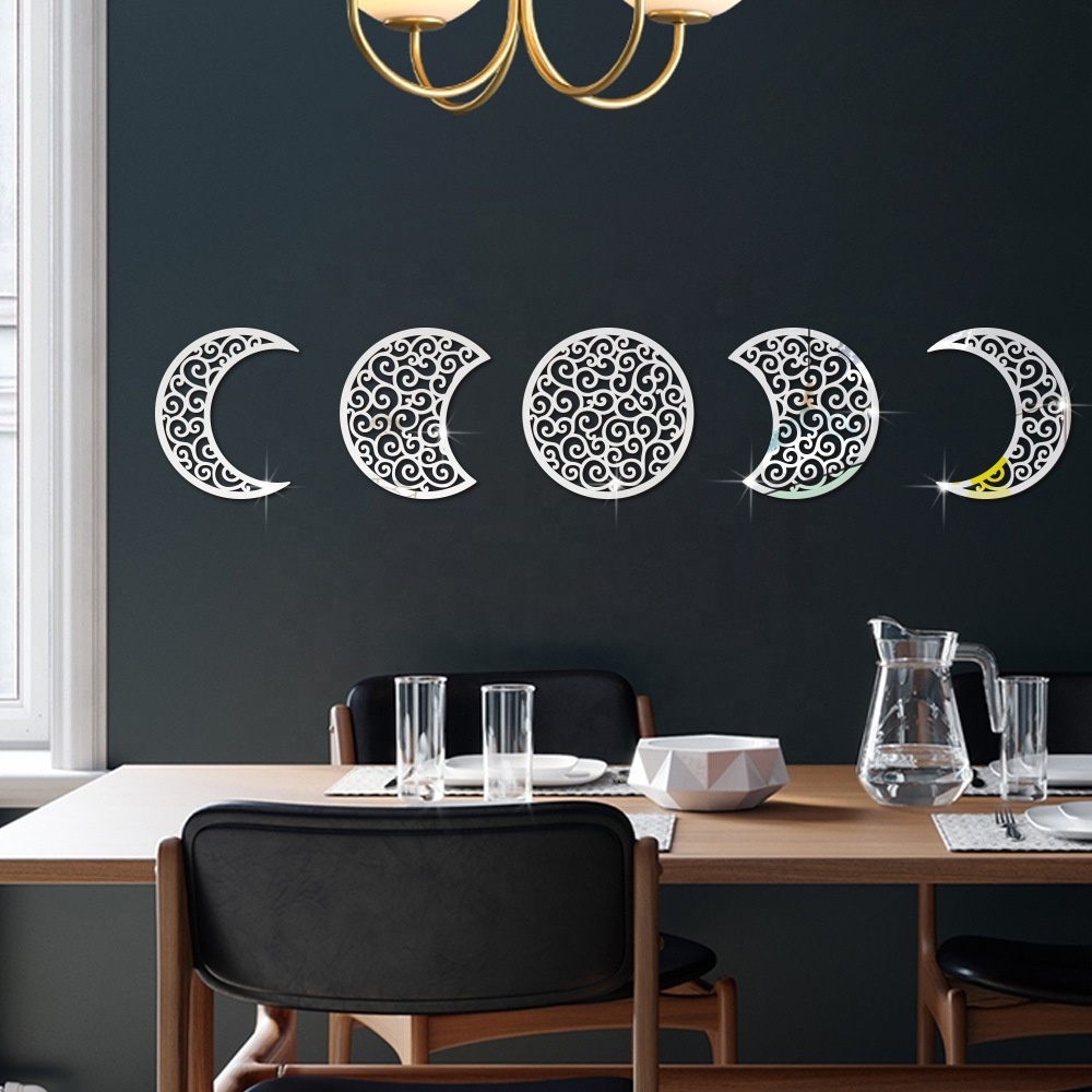 Muslim Islamic Theme Wall Stickers Moon Star Acrylic Wall Decals For Eid Mubarak Ramadan Wall Art Living Room Home Decors