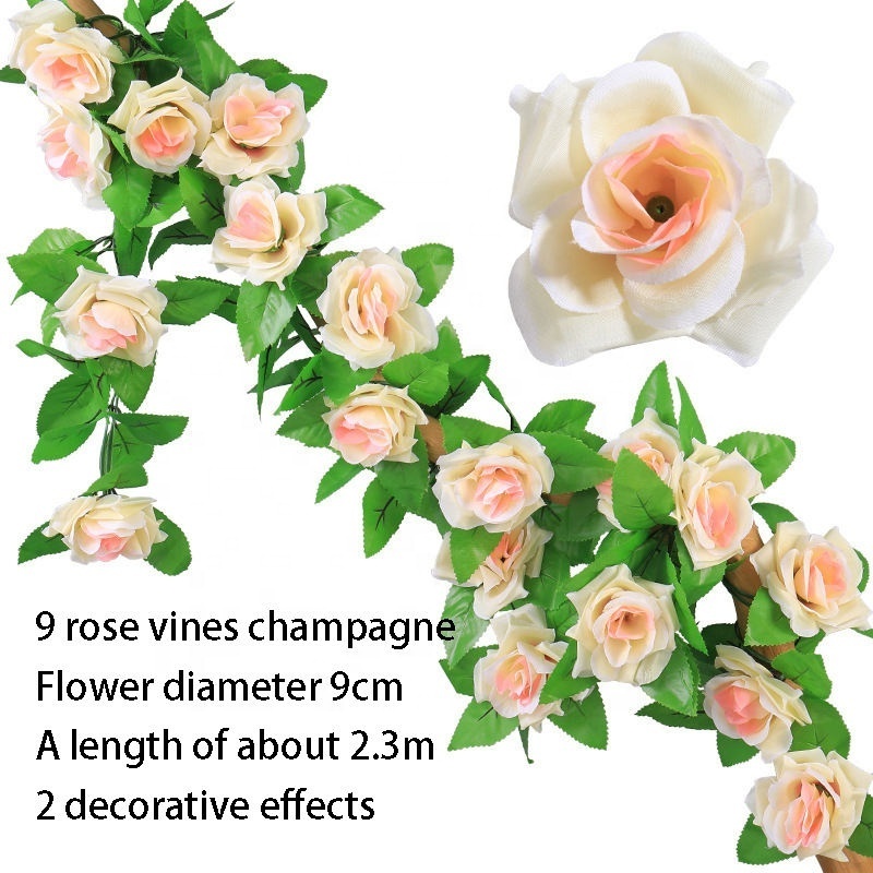 Artificial Rose Vine Hanging Flowers For Wall Decoration Rattan Fake Plants Leaves Garland Romantic Wedding Home Decoration