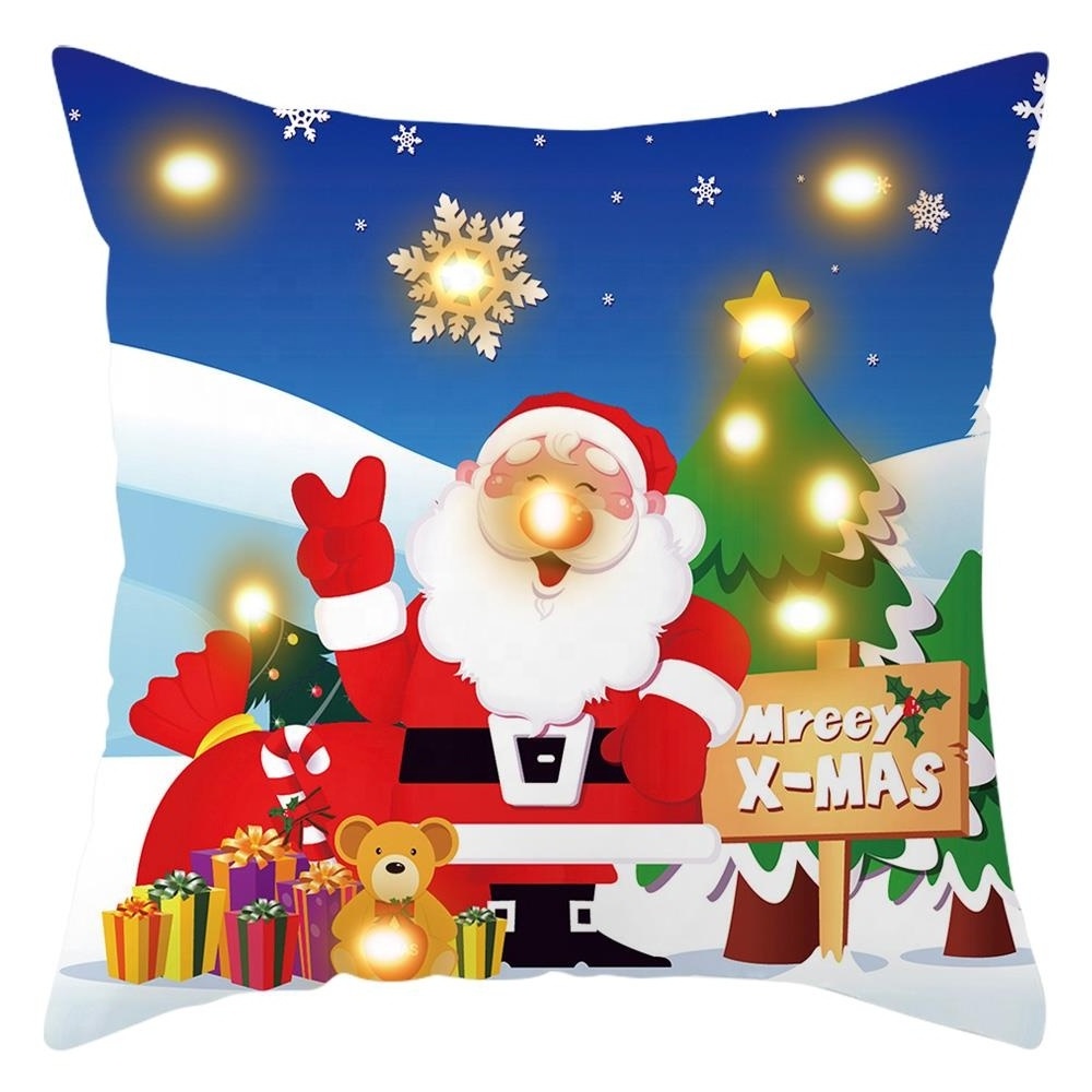 Decorative Christmas Cushion Cover Red Home Decor Sofa Pillow Case Cover Seat Car Throw Pillowcase Christmas Decoration For Home