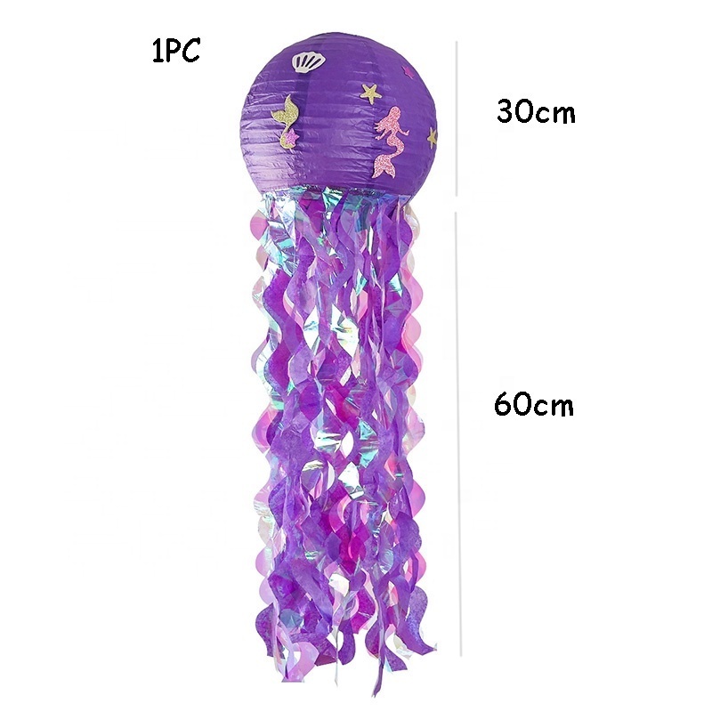 Mermaid Jellyfish Lantern Little Mermaid Party Decoration Sea Animal Foil Balloons Baby Shower Mermaid Birthday Supplies