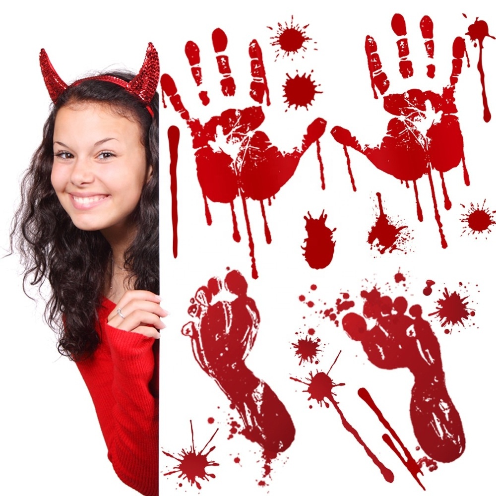 35x25cm Horror Red Blood Print PVC Halloween Wall Stickers Window Stickers For Home Living Room Window Stickers Wallpaper