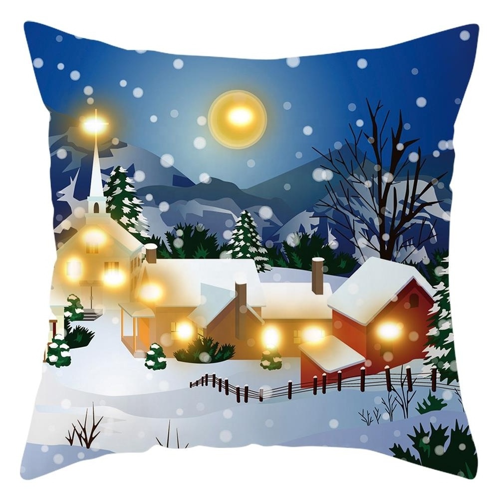 Decorative Christmas Cushion Cover Red Home Decor Sofa Pillow Case Cover Seat Car Throw Pillowcase Christmas Decoration For Home