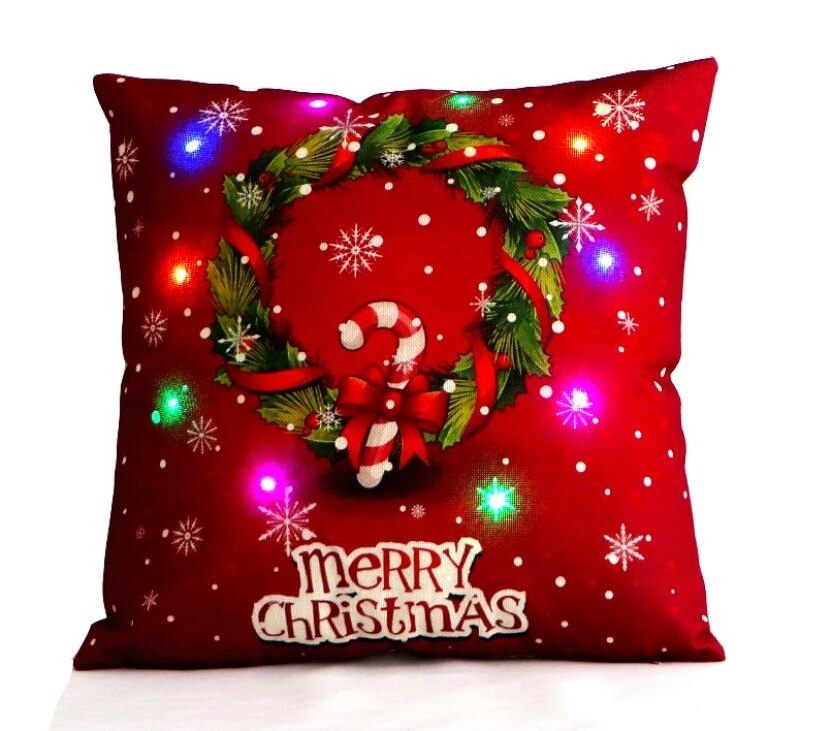 Decorative Christmas Cushion Cover Red Home Decor Sofa Pillow Case Cover Seat Car Throw Pillowcase Christmas Decoration For Home