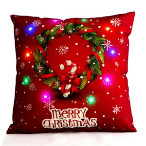 Decorative Christmas Cushion Cover Red Home Decor Sofa Pillow Case Cover Seat Car Throw Pillowcase Christmas Decoration For Home