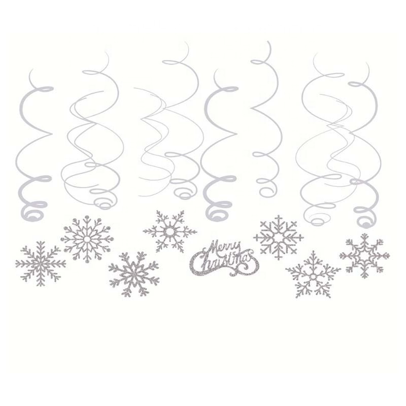 Winter Wonderland Xmas Holiday Party Supplies Christmas Snowflake Hanging Swirl Decorations