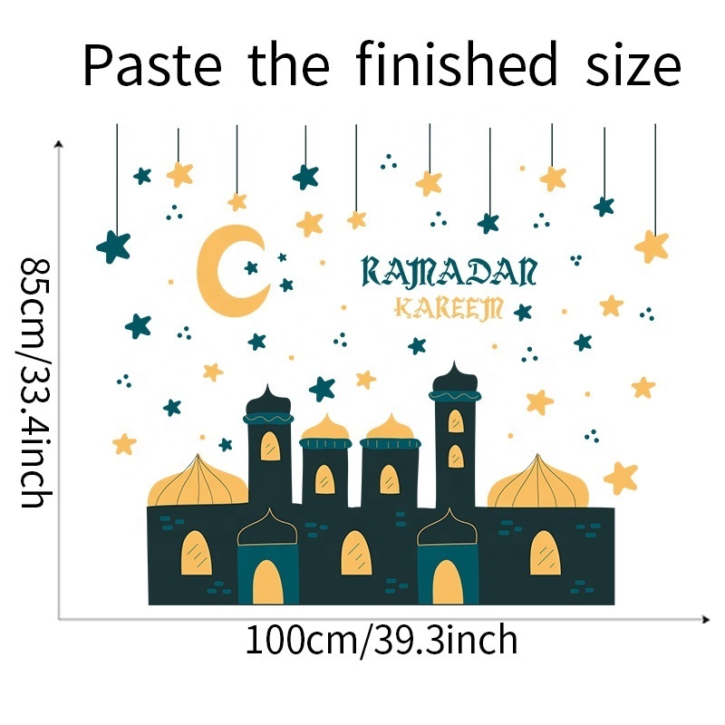 Ramadan Window Stickers Eid Mubarak Decoration Moon Pattern Ramadan Kareem Islamic Wall Sticker Muslim Holiday Wall Decals