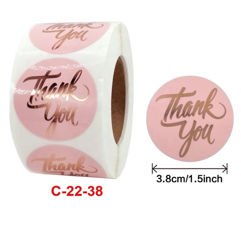 Pink Circular Self Adhesive Kraft Seal Sticker Thank You Sealing Sticker For Baking Gift Label Stickers Funny DIY Work