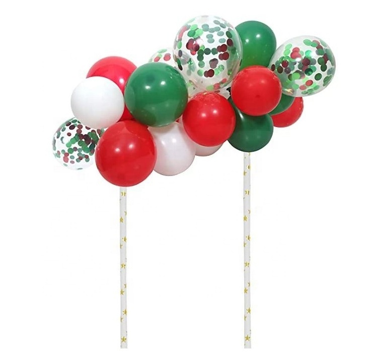 Red Green And White  Christmas Cake Topper Confetti Balloons For Birthday Cake Decoration Wedding Baby Shower Decorations Of Kid