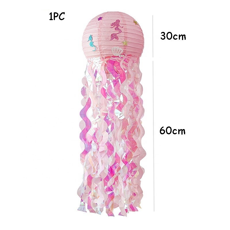 Mermaid Jellyfish Lantern Little Mermaid Party Decoration Sea Animal Foil Balloons Baby Shower Mermaid Birthday Supplies