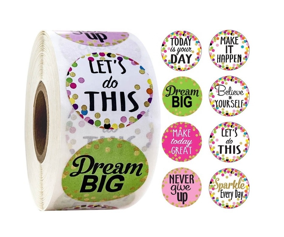 Round Cute Word Stickers School Teacher Student Reward Stickers Christmas Scrapbooking Stationery Stickers