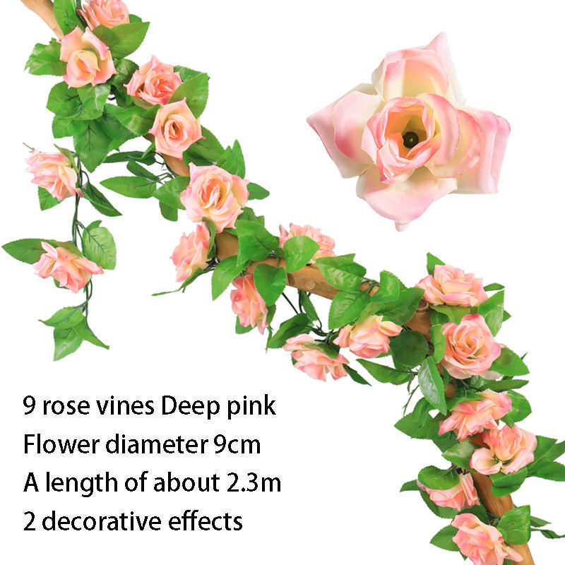 Artificial Rose Vine Hanging Flowers For Wall Decoration Rattan Fake Plants Leaves Garland Romantic Wedding Home Decoration