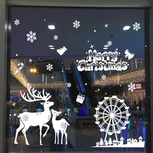 Merry Christmas Wall Stickers Cute Santa Claus Snowflake Elk Window Glass Stickers For New Year Xmas Party Home Wall Decals